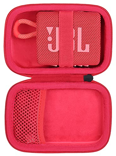 co2CREA Dur Étui de Voyage Rigide Housse Cas pour JBL GO 4 / JBL GO 3 / Go 3 Eco Enceinte Bluetooth Portable(boîte Seule) (Boîtier Noir + intérieur Rouge)