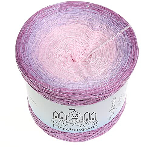 Bobbel Farbverlaufsgarn Beauty Glitzer Irisé 4fädig 3fädig Märchengarne strick häkelgarn (Amethyst außen, 200g - 1000m - 3Fach)