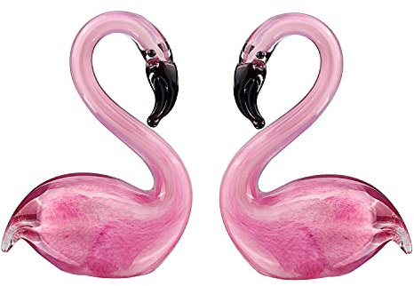 BONAKULA Presse-papier en verre soufflé flamant rose pour décoration de table (2 rose)