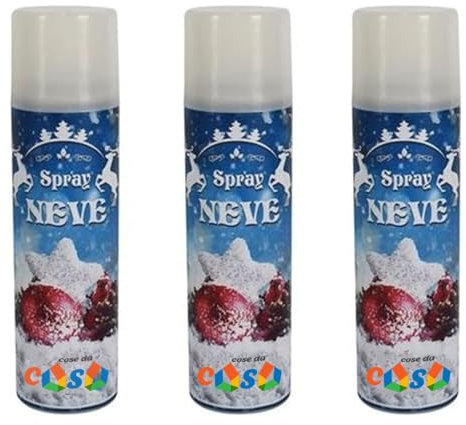 cosedacasa Neve Spray Artificiale per addobbi Natalizi Decorazioni presepe Alberi di Natale Set da 3 bomboletta da ml 100