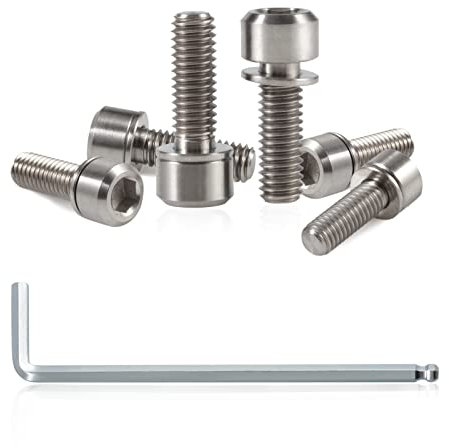 SPEEDWOX Lot de 6 vis de potence de vélo avec rondelles en alliage de titane hexagonal, boulons coniques pour VTT, pièces de potence de vélo de route, M6 x 18 mm, titane normal