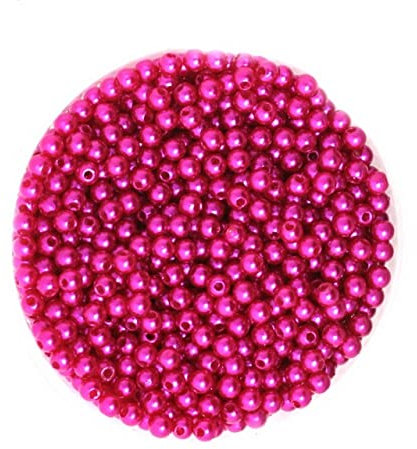100-1000Pcs / bolsa Abalorios de perlas de imitación de ABS para pulsera, collar, fabricación de joyas, ropa, accesorios de decoración del hogar (4 6 8 10 mm) -Fuchsia, 8 mm aprox.150 piezas
