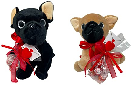 Peluche San Valentino - Cagnolino Cucciolo BullDog con Cioccolatini Lind Lindor e Letterina con Cuore Perfetto da regalare al tuo amore in ogni occasione (Beige)