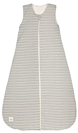 LÄSSIG Baby Ganzjahres Schlafsack ohne Ärmel unisex/Sleeping Bag Interlock Striped grey/anthracite, Größe 74/80 7-12 Monate