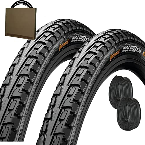 Continental Trekking Reifen Ride Tour schwarz Reflex 28x1.60 | 42-622 + AV Schlauch (Set 2 Stück)