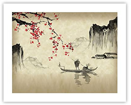 Poster ohne Rahmen Deko 50x40cm Blume Kirschen Japan Wandposter Art Prints Wanddeko Bild Wand Kunstdruck Wandbilder Dekoration Wohnzimmer Schlafzimmer Küche Modern Wall Art Decor P2XAA50x40-5020