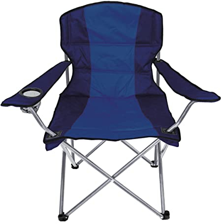 Anglersessel Comfort Campingstuhl Faltstuhl Anglerstuhl Regiestuhl inkl. Getränkehalter und Tasche in Blau gepolstert