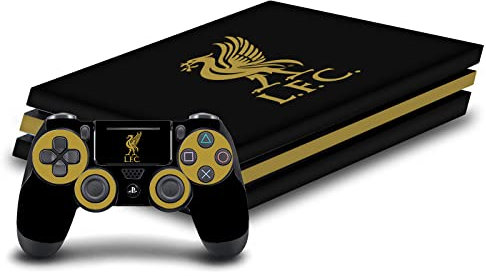 Head Case Designs Offizielle Liverpool Football Club Liver Bird Gold On Black Kunst Vinyl Haut Gaming Aufkleber Abziehbild kompatibel mit Sony Playstation 4 PS4 Pro Console and DualShock 4 Controller