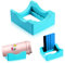 Silicone Cup Cradle with Built-in Slot for Crafts Use to Apply Vinyl Decals for Tumblers, Small Stand Cup Holder with Felt Edge Squeegee for Bottles（Cyan)