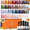 Modelones 36 Pcs Gel Nail Polish Set, with Bond Primer Matte& Glossy Top Base Coat, Holiday Pink Nude Brown Orange Green Color Gel Polish Set Soak Off Starter Nail Gel Kit Manicure