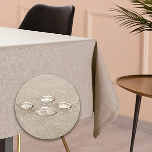 Tischdecke Outdoor Abwaschbar 140x180 Beige Gartentischdecke Tischdecken Wetterfest Wachstuchtischdecke Table Cloth Made in Italy für Den Außenbereich Tischtuch