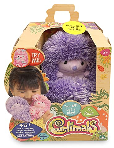Giochi Preziosi Curlimals Higge Riccio Viola, Pupazzo Peluche Interattivo, Morbido e Colorato per Stimolare la Curiosità dei Bambini, Peluche Adorabile fa Versetti e Si Rannicchia