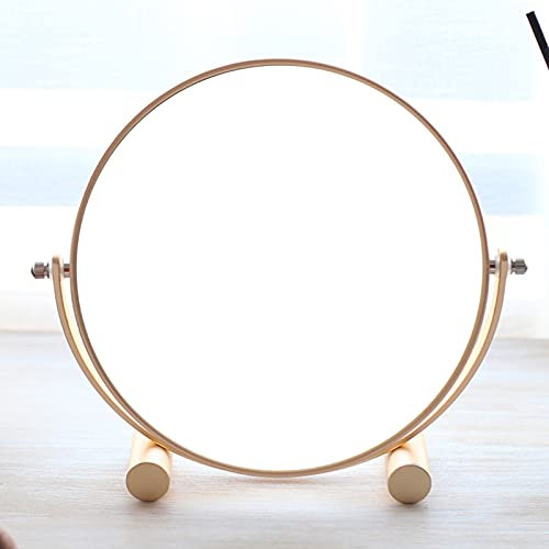 Miroir de courtoisie Miroir de maquillage de table double face grossissant 1 X/3X, miroir de courtoisie sur pied avec rotation à 360 °, miroir de maquillage rond doré pour bureau, chambre à coucher (d