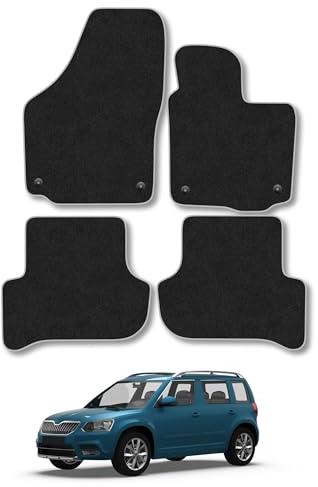 Skoda Yeti (2009-2017) Carpet Car Mats | Grey Edge Trim Tailored Fit Floor Mats Full Coverage Protection Accessories Easy Clean Anti Slip Made in the UK