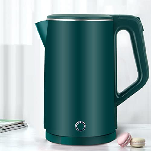 FairUo Kettles, 1.5L Stainless Steel Kettle Double Layer Hot Water Kettle, Temperature Variable Kettle for Coffee Tea Brewing, Stainless Steel Kettle with Boil Dry Protection/Green/25 * 15 * 15Cm