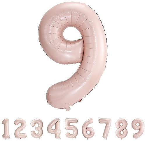 Ballon Chiffre Anniversaire 9 Rose 101 CM | Décoration 9 Ans | Helium