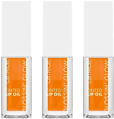 Catrice Glossin' Glow Tinted Lip Oil, Lipgloss, Nr. 030, Orange, pflegend, Färbeeffekt, mit Ölen, natürlich, vegan, ohne Parabene, ohne Mikroplastikpartikel, Nanopartikel frei, 3er Pack (3x4ml)