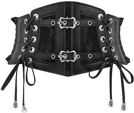 LEACOOLKEY Korsett-Gürtel für Damen, Schnür-Cinch-Taillengürtel für Kleider breiter elastischer Wespie-Gürtel für Halloween-Kostüme