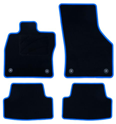 OCC Design - Custom Fußmatten, kompatibel mit Volkswagen Golf VII (2012-2019), Teppich, Velours/Polypropylen, Original Verankerung, rutschfester Rücken, Fersenkappe, 4 Stück, blau