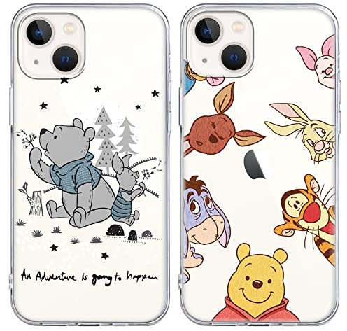 FGIAZDU 2 Pack Anime Phone Case for iPhone 13 Mini,Cute Bear Tiger Cartoon Cover Aesthetic Character Cases for Girls Boys Women Kids,Soft TPU Shockproof Protective Funda for iPhone 13 Mini 5.4 Clear