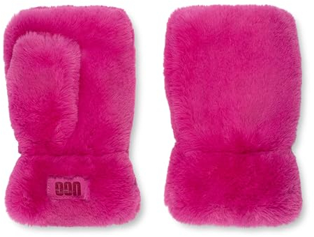 UGG Fingerloser Handschuh aus Kunstfell mit Microfell-Futter und abnehmbarer Kordel, Solferino Rosa, Large-X-Large
