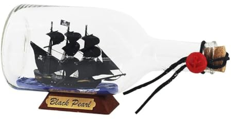 FLADO Voilier dans Une Bouteille, modèle de Bateau Black Pearl, modèle de Bouteille à la dérive, Bateau Artisanal, kit de Bateau et de Bateau, Ensemble de Cadeaux (22 x 9,2 x 11 cm)