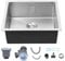 Warmiehomy Kitchen Sink 304 Stainless Steel Sink 51x44x20cm Single Bowl Kitchen Sinks with Drainer Kit Undermount and Topmount Small Sinks for Bar, Campervan