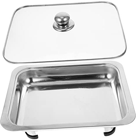GOOHOCHY Steel Buffet Foods Warming Tray Catering Food Warmers Buffet Food Plate Salad Platter Chafing Dish Inserts Canteen Server Chafing steam Pans Stainless Steel Snack Pallet Banquet
