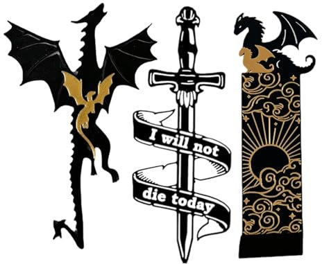 Ranley Drachen Lesezeichen, Lustiges Lesezeichen, Schwarz Gold Cool Dragon Bookmark Mit Sonne Und Wolken, Buchmarker Bücherregal Dekoration Für Freunde, Familien, Buchliebhaber, Lesebegeisterte