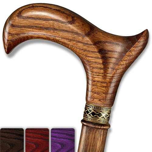Handgefertigter ergonomischer Gehstock für Damen und Herren - Stilvoller Derby Eichenholzstock - Cooler Gehstock
