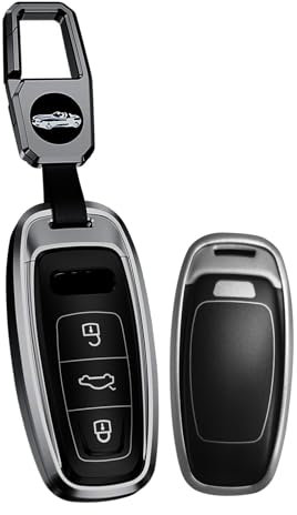 HIBEYO Keyless Autoschlüssel Hülle passt für Audi Schutzhülle PC schlüsselhülle für Audi A3 A4 B9 A6 C8 A7 S7 4K A8 D5 S8 Q5 Q7 Q8 SQ8 TTS E-tron Shell Jacket Protector Fernbedienung-B Schwarz