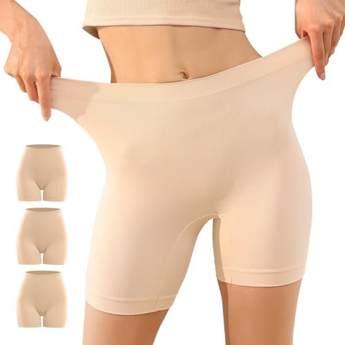 YouShow Shorty Femme sous Jupe Legging Court Anti Frottement Cuisse Boxer Short Cycliste Femme Douce Lot de 3 Beiges M