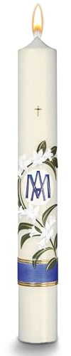 WikaKerzen Handgefertigte Marienkerzen traditionelle Symbole und hochwertige Verarbeitung Perfekt für Andachten und spirituelle Momente (Lilien-G)