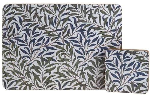 BWG Lot de 4 sets de table et dessous de verre � couverture rigide - Motif branche de saule