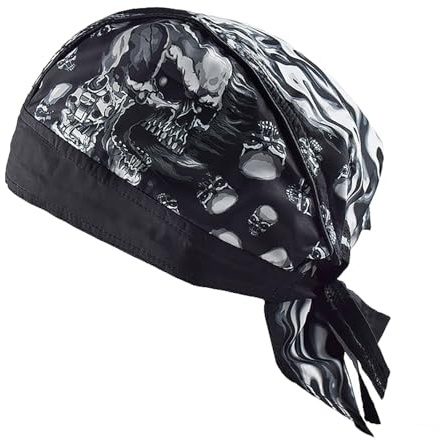 mjmoto Motorcycle Helmet Balaclava Retro Men Summer Motorbike Skull Caps Sports Head Wrap Headband Running Cycling Bandana Hat (White)