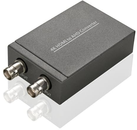 Diyeeni HDMl to AHD Converter Adapter, 4K 1080P HDMl to AHD Adapter 1 in 2 Out for HD CCTV Outdoor Home Security Surveillance IP Camera System AHD DVR NVR Video Recorder