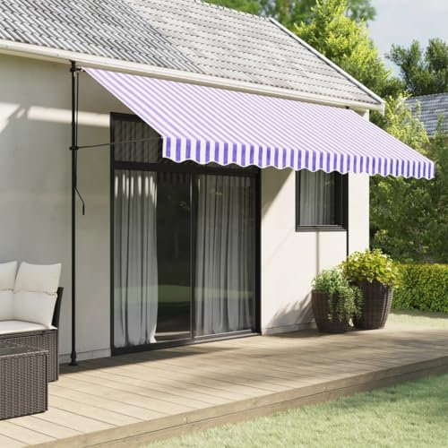 ShGaxin Markisenvolant Blau und Weiß Gestreift 4 m, Bespannung Fur Markise, Bespannung Balkon, Sonnenschutz Bespannung, Ersatzbespannung - 367746