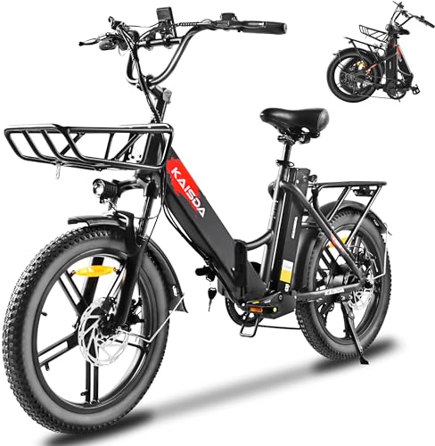 KAISDA Klapprad E-Bike Elektrofahrrad mit 20 Zoll Fat Tire, 36V 20.8Ah Lithium-Akku für Lange Reichweite bis 90KM, 7-Gang-All-Terrain Ebike Herren für MTB, Strand & Schnee…