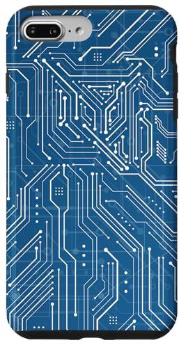 iPhone 7 Plus/8 Plus Motherboard Microchip Circuit IT Computer Background Blue Case