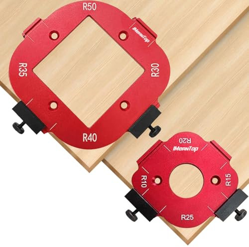 IMeanTop Router Corner Radius Template Router Radius Jig Aluminum Alloy Router Templates for Woodworking Router Corner Jigs and Templates R10/R15/R20/R25/R30/R35/R40/R50 Use with Router Table