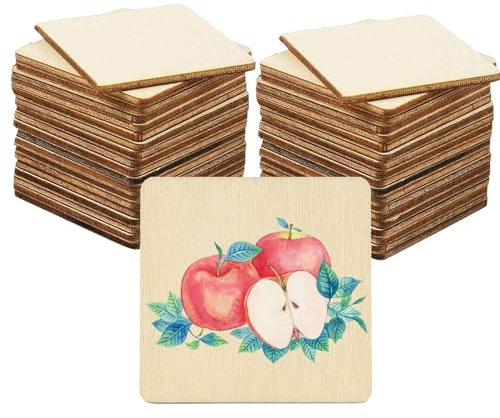 Holzscheiben Baumscheiben Naturholzscheiben,30Stücke 10cm Unvollendete Leere Holz Quadrate Scheiben Holzausschnitte Stücke für Laserprojekte, DIY Modell, Kunst und Handwerk, Gemälde