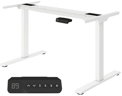 SANODESK Höhenverstellbares Schreibtischgestell mit 2 starken Motoren, 2-stufiger Höhenverstellung, 4 Memory-Funktionen – Kompatibel mit Allen gängigen Tischplatten, Weiß
