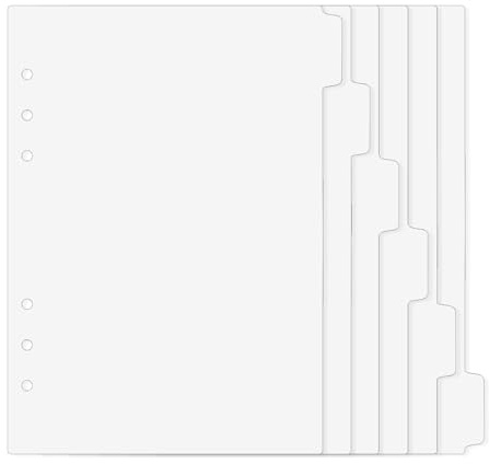 6 divisores de carpeta A5, 6 agujeros transparentes con pestañas insertables, divisores de índice de plástico, divisores de planificador, para carpetas, cuadernos, diarios, bloc de notas
