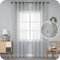 GIRASOLE HOME® Coppia Tende Antigua Semi Filtranti Effetto Lino Fantasia Magnolia Tenda per Interni 2 Pannelli con Occhielli (Grigio, 140x240cm)