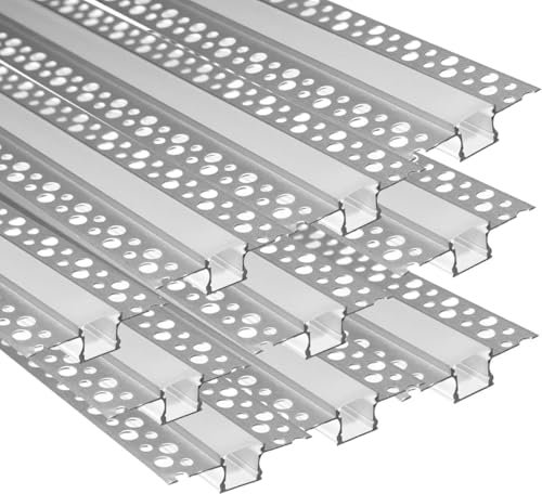 Besseto LED Drywall Profile, 10 x 1 m Aluminium Profile for LED Strips, Drywall Aluminium LED Profile, LED Strip Diffuser Profile for Walls and Ceilings