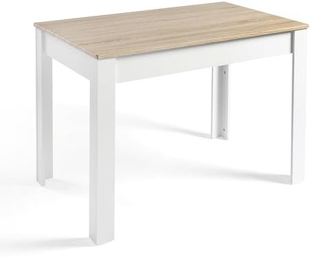 DUPI Mesa de Comedor Aitana | Diseño Atemporal | Estructura Robusta | Funcional para Comedor y Cocina | Montaje Fácil, 140x80, Madera | Taupe/Blanco