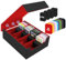 Karten Box für 2800+ Karten,Sammelkarten Box mit 10 Kartenteiler,Sammelkarten-Aufbewahrungsboxen PU Leder Commander Gathering Deck Box Karten Aufbewahrungsbox für MTG,TCG,Sportkarten (Schwarz & Rot)