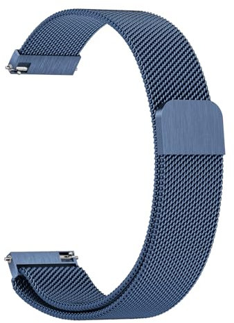 Amzpas Edelstahl Mesh Uhrenarmband 22mm 20mm 19mm 18mm Metall Ersatz Armband Magnetverschluss Smartwatch Schnellverschluss Watch Uhren Ersatzband Für Damen Herren(22mm,Navy blau)