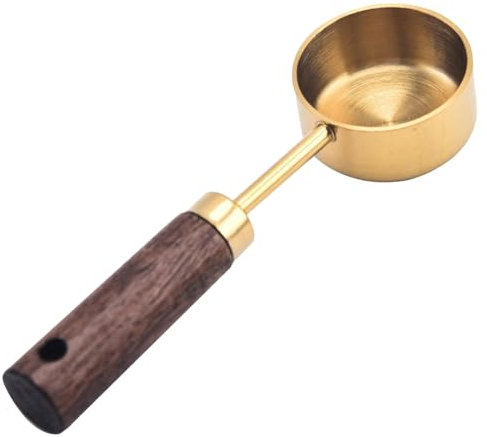 Coffee Measuring Scoop | Wooden Handle Measuring Spoons | Quarter Cup Measure Spoon | Stainless Steel Vintage Tablespoon Measuring Scoop for Coffee Baking Cooking and Kitchen Use Ingredients Spices