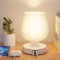 BokiHuk Led Nachttischlampen, Touch-Steuerung Dimmbar Glas Tischlampen mit 2 USB Ladeanschlüsse, 3 Farbtemperaturen Tischleuchte für Kinder Schlafzimmer Wohnzimmer (1 Stück)
